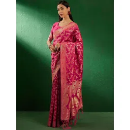 Desi Fusion Woven Design Zari Art Silk Heavy Work Saree-image-19