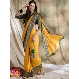 Desi Fusion Woven Design Zari Designer Saree-image-4