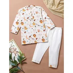 Desi Soota Boys Animal Printed Regular Pure Cotton Kurta with Trousers-picture-44