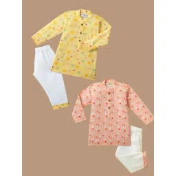 Desi Soota Boys Multicolor Cotton Printed Kurta Set - Pack of 2-picture-24