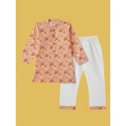 Desi Soota Boys Peach Cotton Printed Kurta Set-picture-21