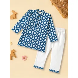 Desi Soota Boys Printed Regular Pure Cotton Kurta with Pyjamas-picture-16