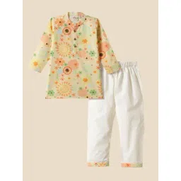 Desi Soota Boys Yellow Cotton Printed Kurta Set-picture-13