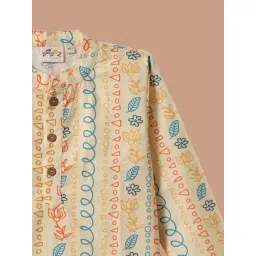 Desi Soota Boys Yellow Cotton Printed Kurta Set image 3