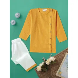Desi Soota Infants Boys Woven Design Mandarin Collar Pure Cotton Kurta With Pyjamas-picture-19