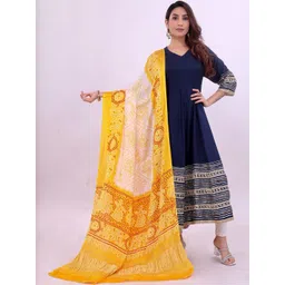Desibutik Women Yellow Art Silk Ethnic Motifs Printed Dupatta-image-35