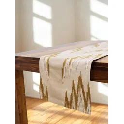 DESIGN GAATHA Beige & Brown Abstract Embroidered Pure Cotton Table Runner-picture-15