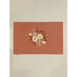 DESIGN GAATHA Brown & Green Floral Linen Rectangle Cushion Covers image 3