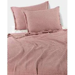 design gaatha home living Waffle-Knit Super King-Size Bedsheet with Pillow Covers-picture-12