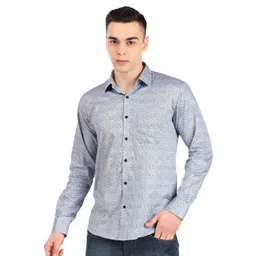 DESIGN UP Men Classic Spread Collar Abstract Printed Cotton Slim Fit Formal Shirt-picture-39