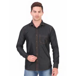 DESIGN UP Men Relaxed Spread Collar Solid Cotton Slim Fit Casual Shirt-picture-22