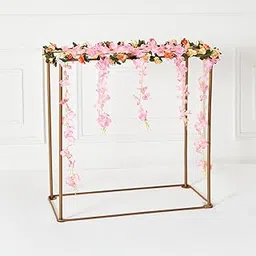 Designer Backdrop Stand for Decoration Diwali Pooja Festival Decoration Metal Photo Background Support for Wedding Baby Shower Decorative Items for Home Decor (Square Backdrop Stand)-picture-29