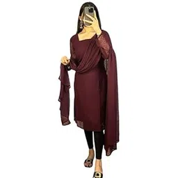Designer Georgette Gown for Women winekoti_BROWNBUTTI3_-picture-36