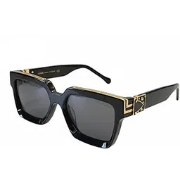 Designer Square Frame Sunglasses, Black with Gold Accents, Oversized UV Protection, Classic Unisex Style-picture-52