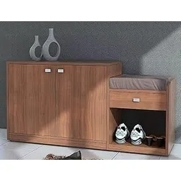 DesignFit Engineered Wood Shoe Cabinet with 1 Drawer Storage and Cushion Seat Wooden Shoe Rack for Home and Office (Brown Finish)-picture-30