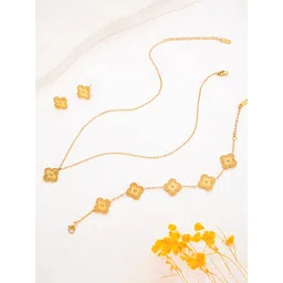 Designs & You Gold Plated Anti Tarnish Clover Jewellery Set-picture-17