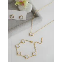 Designs & You Gold Plated Anti Tarnish Clover Jewellery Set-picture-14