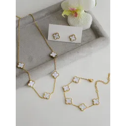 Designs & You Gold Plated Anti Tarnish Clover Jewellery Set-picture-22