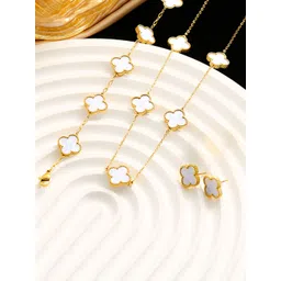 Designs & You Gold Plated Anti Tarnish Clover Jewellery Set-picture-20