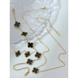 Designs & You Gold Plated Anti Tarnish Clover Jewellery Set-picture-35