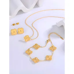 Designs & You Gold Plated Anti Tarnish Clover Jewellery Set image 1