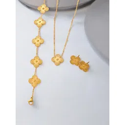 Designs & You Gold Plated Anti Tarnish Clover Jewellery Set image 5