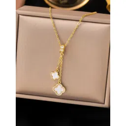 Designs & You Gold Plated Anti Tarnish Stainless Steel Clover Themed Pendant-picture-28