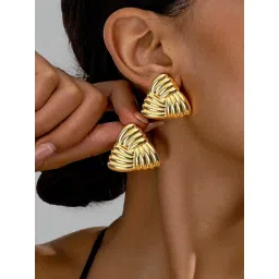 Designs & You Gold-Plated Anti Tarnish Stainless Steel Triangular Stud Earrings-picture-34