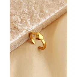 Designs & You Gold-Plated Stainless Steel Heart Shaped Adjustable Finger Ring image 1