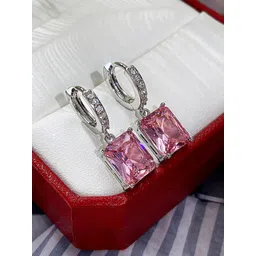 Designs & You Silver-Plated American Diamond Geometric Hoop Earrings-picture-35