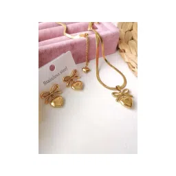 Designs & You Stainless Steel Gold Plated Anti Tarnish Bow-Heart Themed Jewellery Set-picture-34