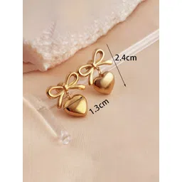Designs & You Stainless Steel Gold-Plated Heart Shaped Studs image 2