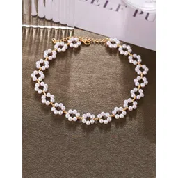Designs By Jewels Galaxy Gold-Toned & White Brass Gold-Plated Choker Necklace-picture-14