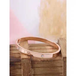 Designs By Jewels Galaxy Women American Diamond Rose Gold-Plated Bangle-Style Bracelet-picture-14