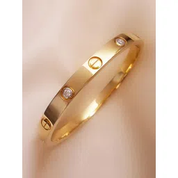 Designs By Jewels Galaxy Women Gold-Toned & White Brass American Diamond Gold-Plated Bangle-Style Bracelet-picture-15