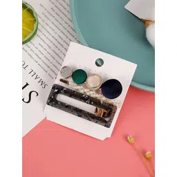 Designs By Jewels Galaxy Women Gold-Toned & White Set of 3 Alligator Hair Clip-picture-27