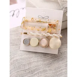 Designs By Jewels Galaxy Women Gold-Toned & White Set of 3 Alligator Hair Clip-picture-31