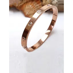 Designs By Jewels Galaxy Women Rose Gold American Diamond Rose Gold-Plated Bangle-Style Bracelet image 1