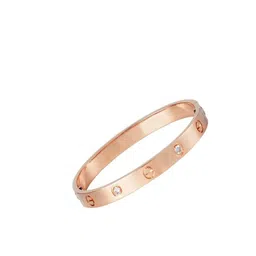 Designs By Jewels Galaxy Women Rose Gold American Diamond Rose Gold-Plated Bangle-Style Bracelet image 4
