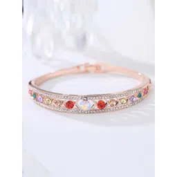 Designs By Jewels Galaxy Women Rose Gold & Red Brass American Diamond Rose Gold-Plated Bangle-Style Bracelet-picture-16