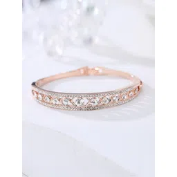 Designs By Jewels Galaxy Women Rose Gold & White Brass American Diamond Rose Gold-Plated Bangle-Style Bracelet-picture-17