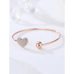 Designs By Jewels Galaxy Women Rose Gold & White Brass American Diamond Rose Gold-Plated Cuff Bracelet-picture-22
