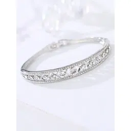 Designs By Jewels Galaxy Women Silver & White Rhodium-Plated Bangle-Style Bracelet-picture-17
