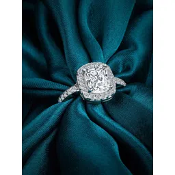 Designs By Jewels Galaxy Women Silver-Plated White CZ-Studded Adjustable Finger Ring-picture-15