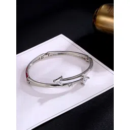 Designs By Jewels Galaxy Women Silver-Toned Brass American Diamond Silver-Plated Bangle-Style Bracelet-picture-26