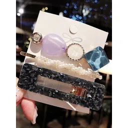 Designs By Jewels Galaxy Women White & Blue Set of 3 Alligator Hair Clip-picture-29