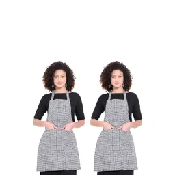 DESNUDA 2-Pcs White & Black Checked Waterproof Aprons-picture-17