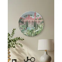 DESSINE ART Green Ceramic Peacock Charm Decorative Plate Wall Art with Stand & Metal Hook-image-11