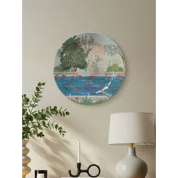 DESSINE ART Green The Garden Of Royalty Ceramic Plate Wall Art with Stand & Metal Hook-image-12