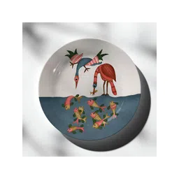 DESSINE ART Grey & Red Crane & Flamingo Fishing Decorative Wall Plate-image-46